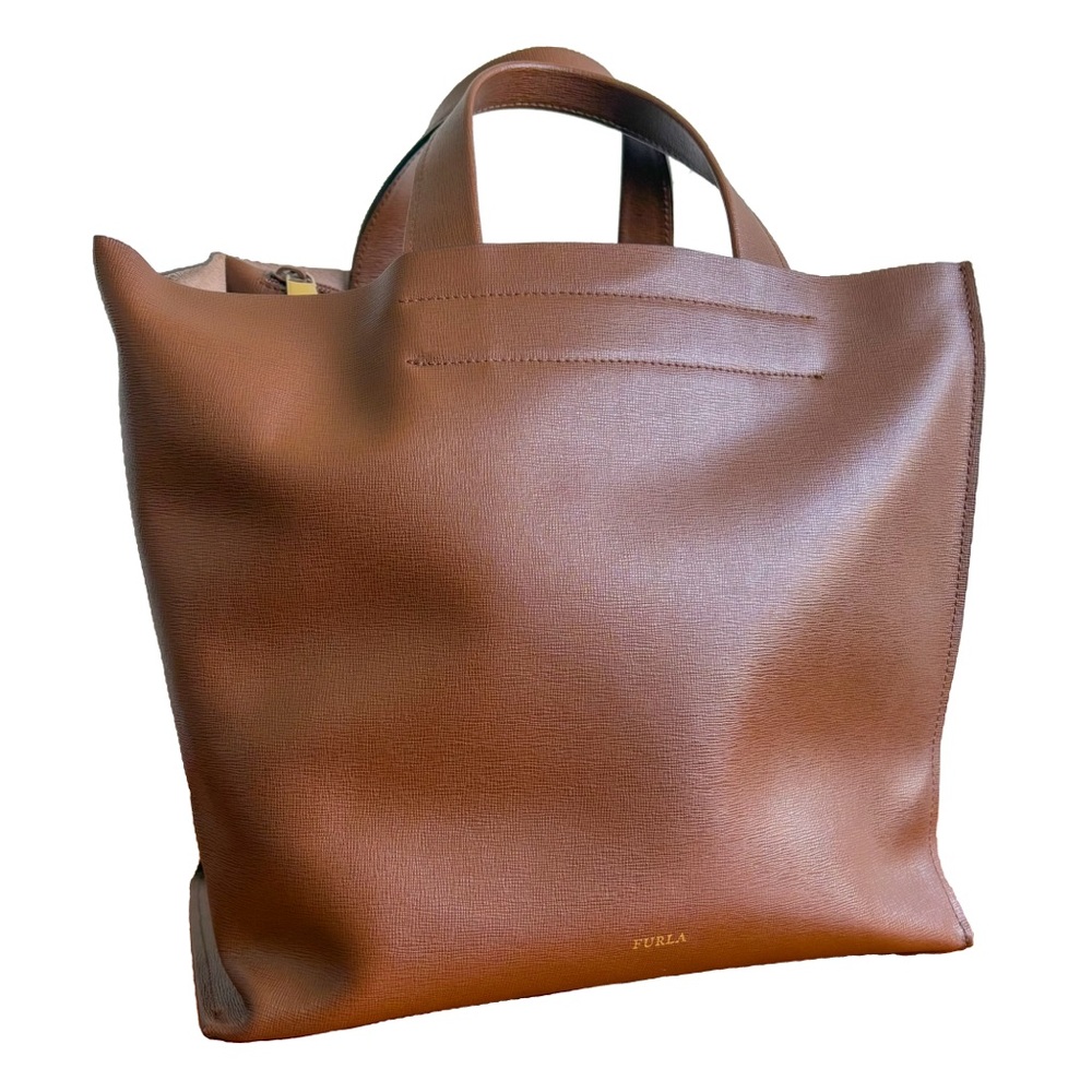 Furla brown leather tote handbag
